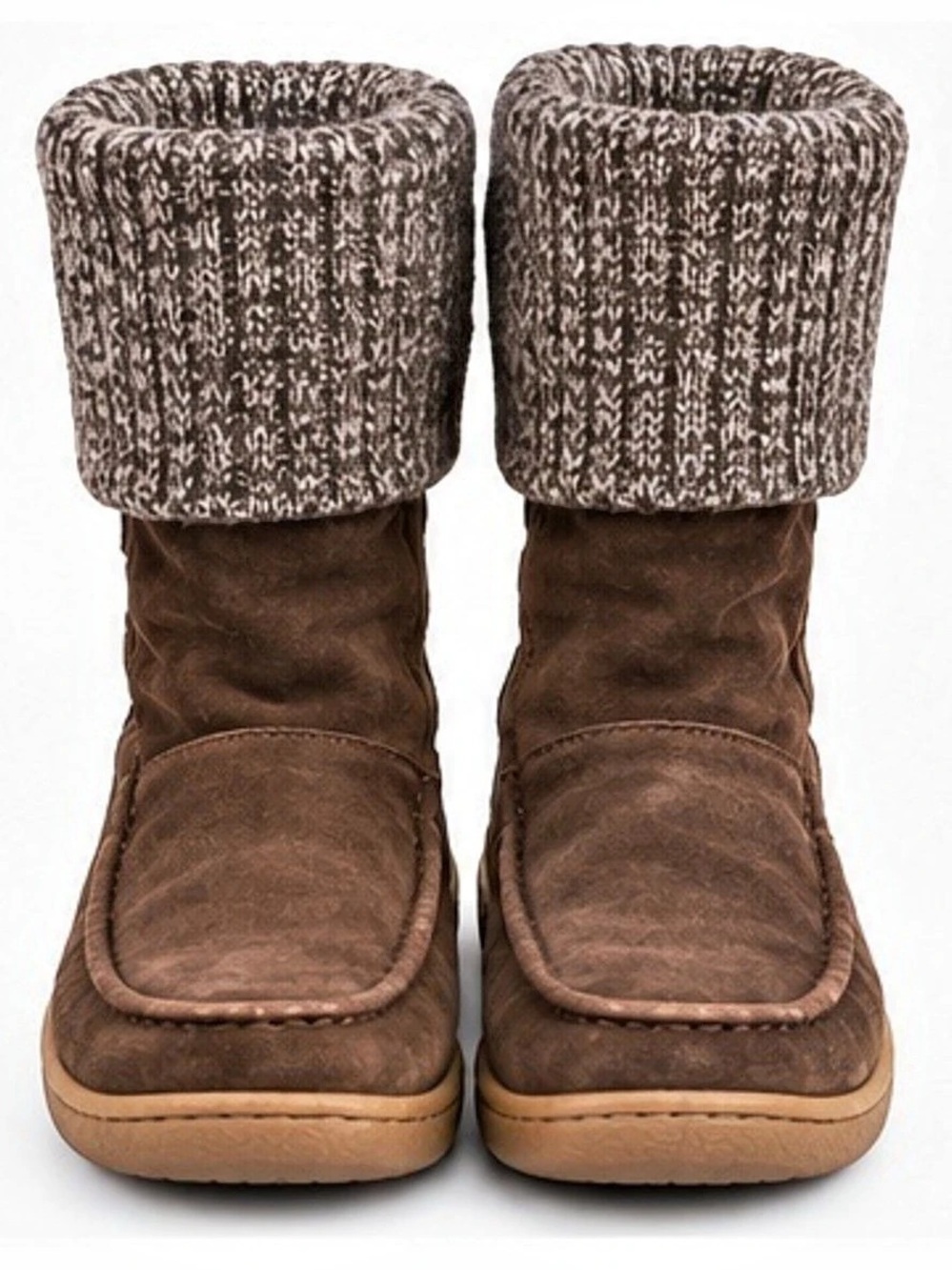 The North Face Alana Mid Brown Suede Knit Foldover Winter Boots Women’s 7
